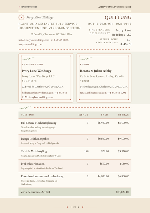 A finished receipt rendered in a sonstiges look