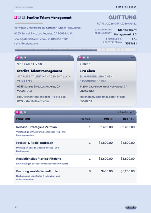 A finished receipt rendered in a retro look