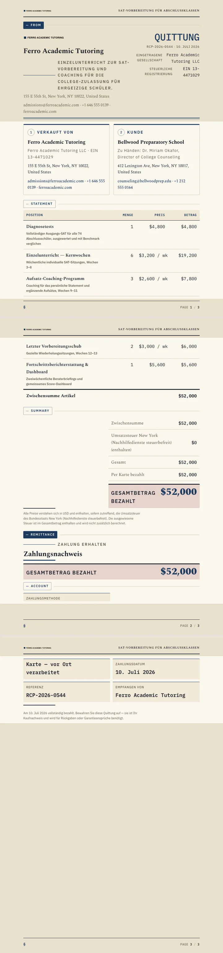 Bildung / Akademisch — vollständiges Beispiel, erstellt von Waxe