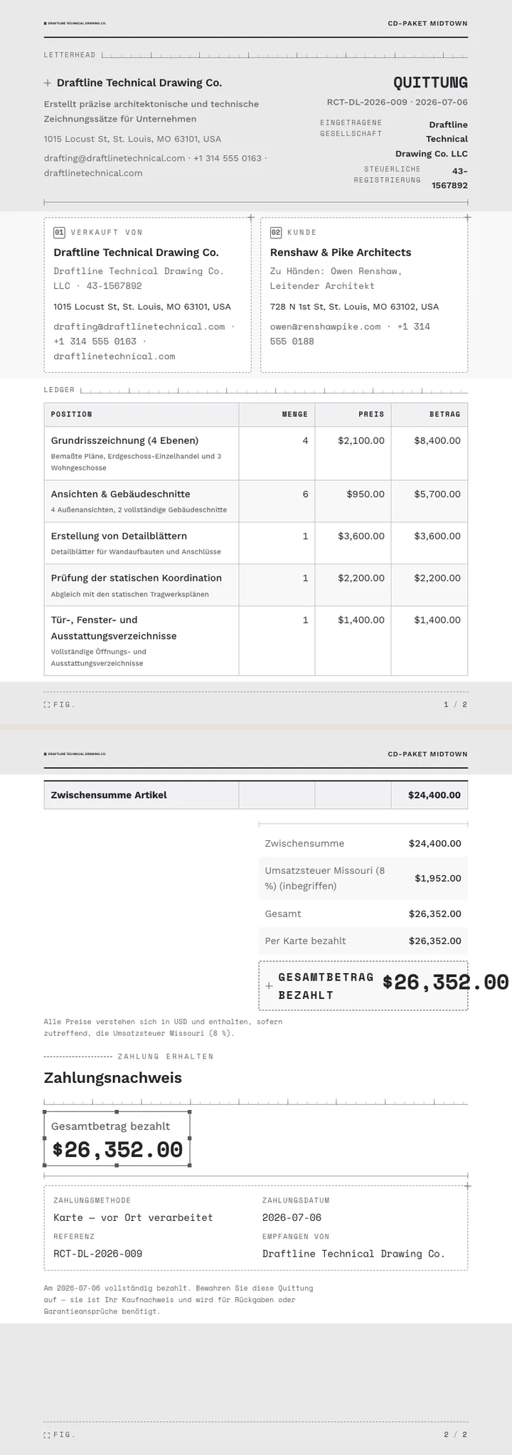Wireframe — vollständiges Beispiel, erstellt von Waxe