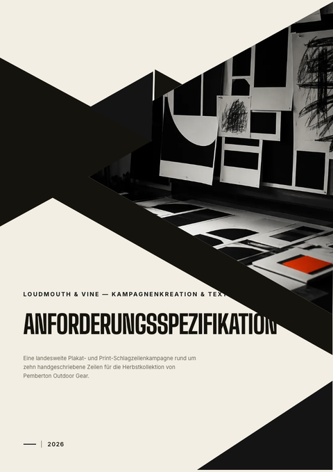 A finished requirements document rendered in a typografisch look
