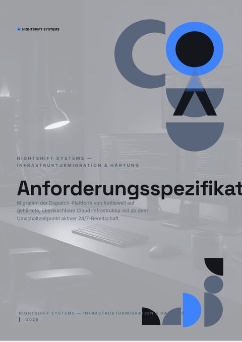 A finished requirements document rendered in a dunkel look