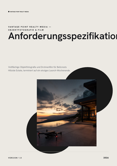 A finished requirements document rendered in a foto look