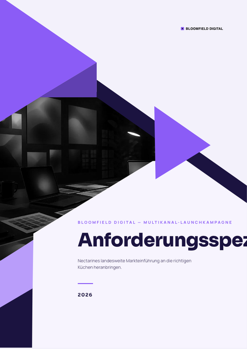 A finished requirements document rendered in a verlauf look