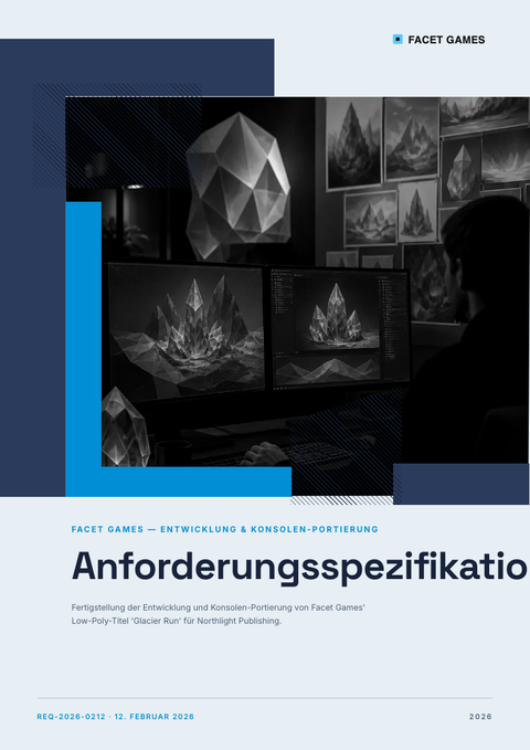 A finished requirements document rendered in a 3d look