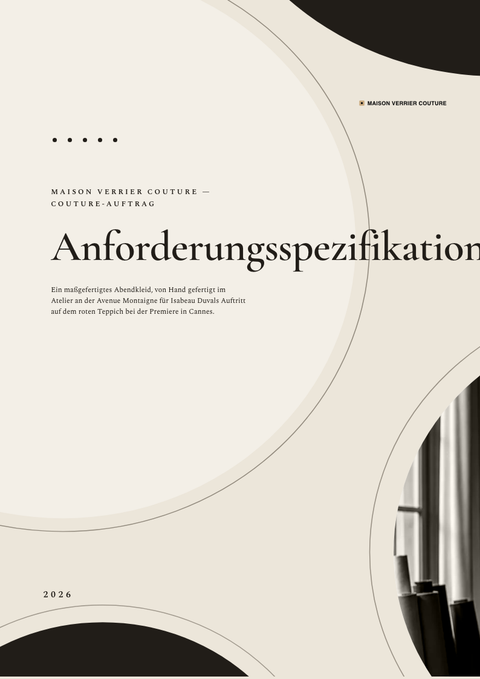 A finished requirements document rendered in a lifestyle look