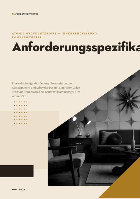 A finished requirements document rendered in a retro look