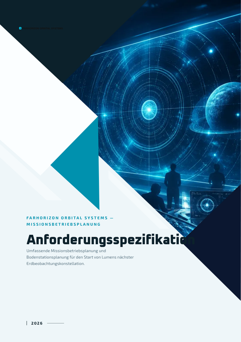 A finished requirements document rendered in a futuristisch look