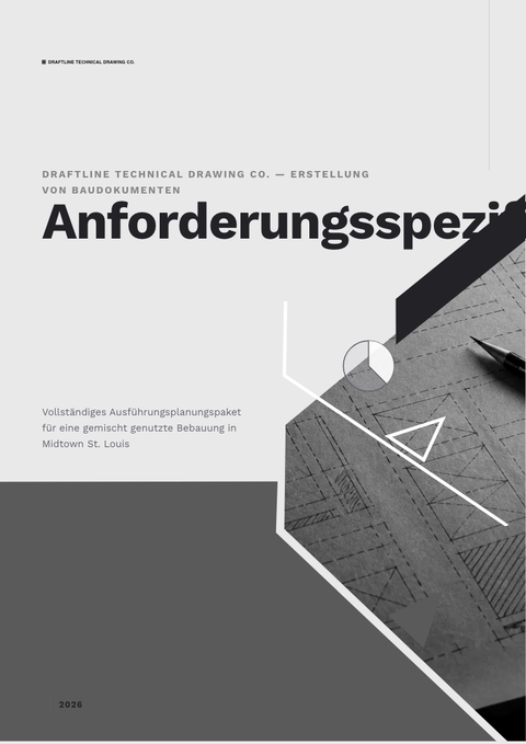 A finished requirements document rendered in a technisch look