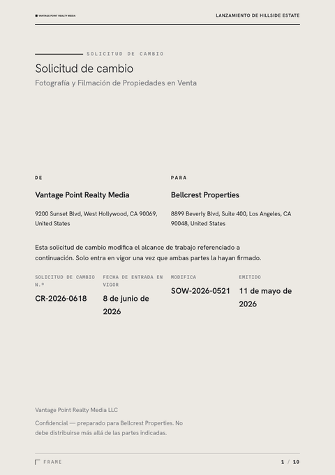 A finished change request rendered in a foto look