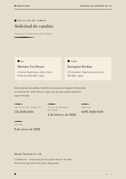 A finished change request rendered in a cultural look