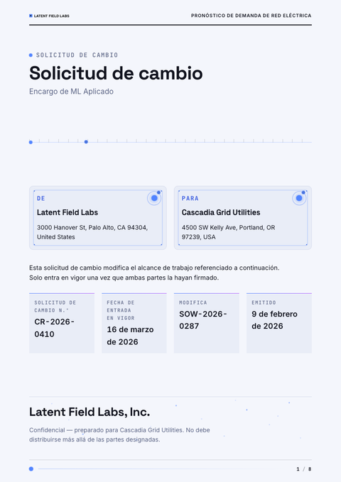 A finished change request rendered in a movimiento look