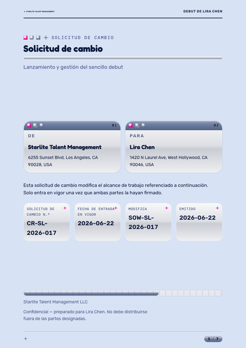 A finished change request rendered in a retro look