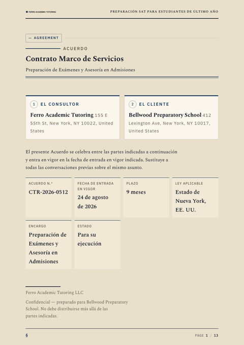 A finished contract rendered in a otros look