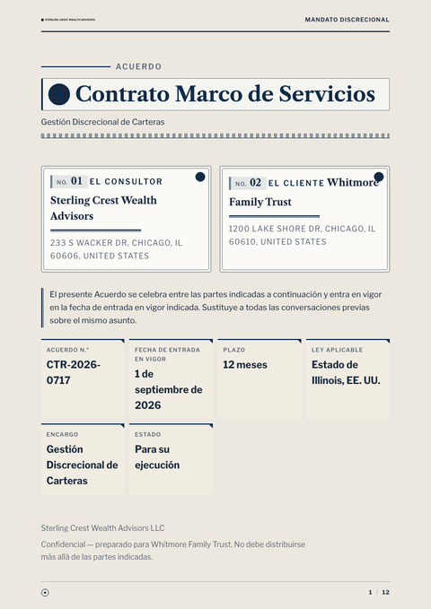 A finished contract rendered in a otros look