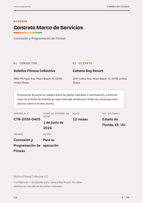A finished contract rendered in a degradado look