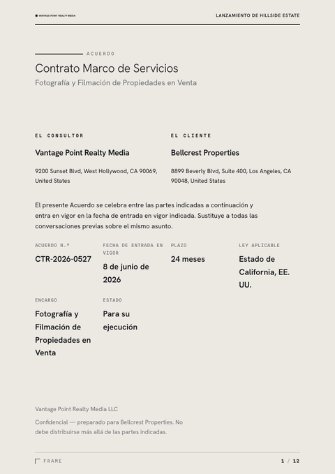 A finished contract rendered in a foto look