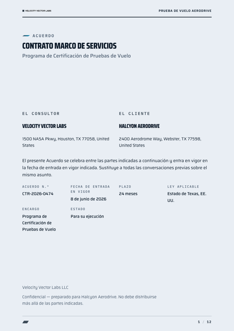 A finished contract rendered in a futurista look