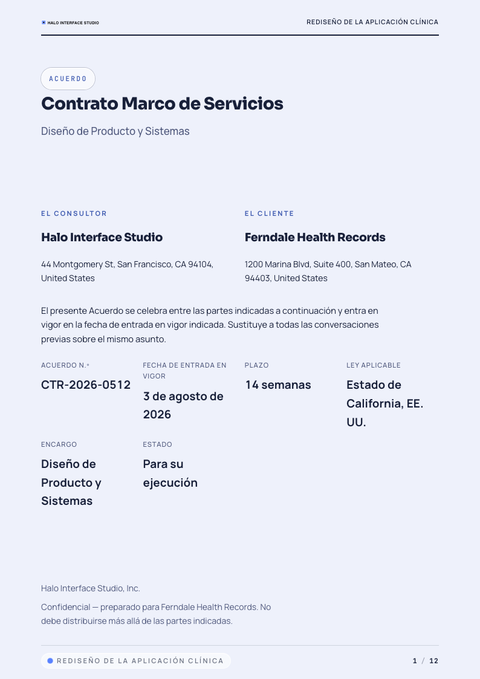 A finished contract rendered in a morfismo look