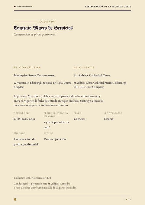 A finished contract rendered in a oscuro look