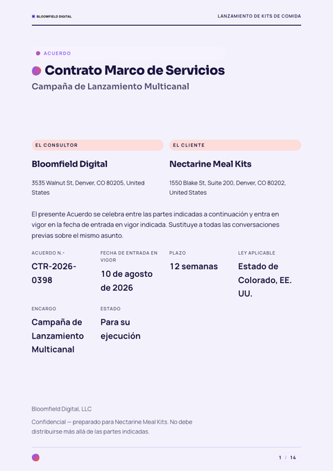 A finished contract rendered in a degradado look