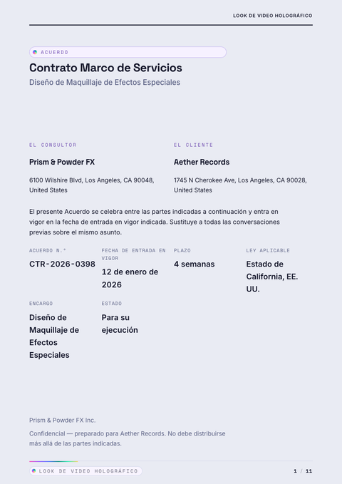 A finished contract rendered in a futurista look