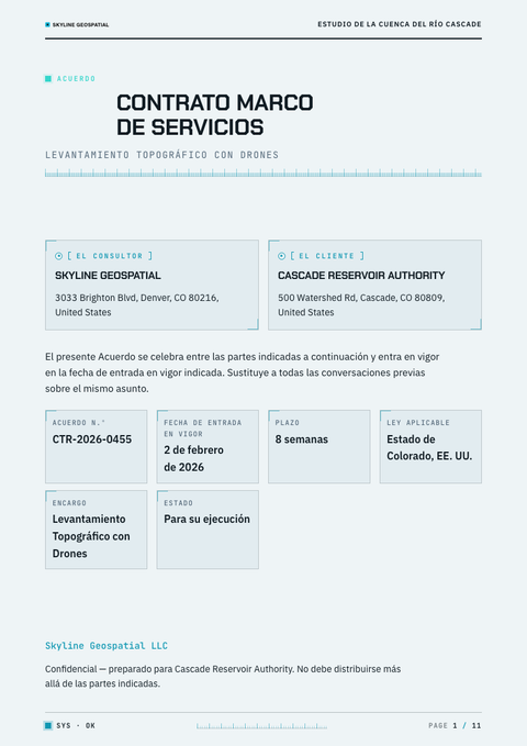 A finished contract rendered in a futurista look