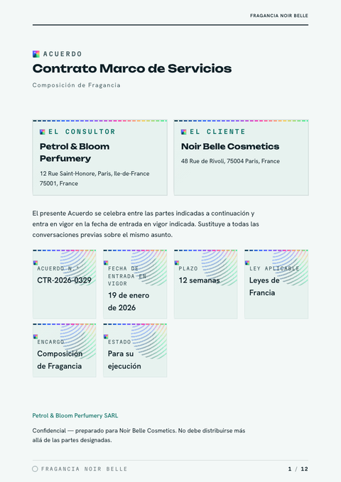 A finished contract rendered in a degradado look