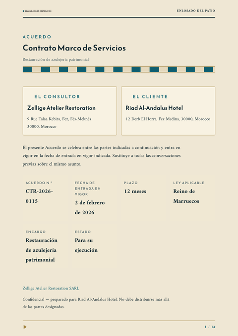 A finished contract rendered in a cultural look
