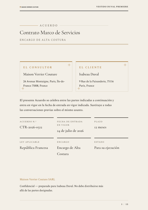 A finished contract rendered in a estilo de vida look