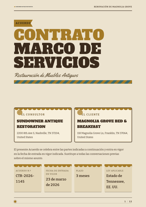 A finished contract rendered in a retro look