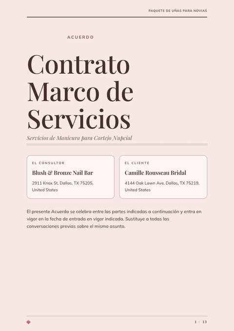 A finished contract rendered in a lujo look