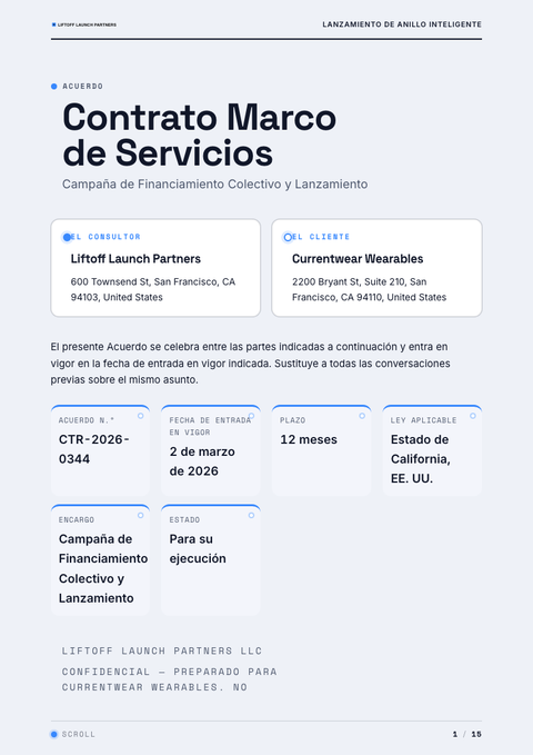 A finished contract rendered in a movimiento look
