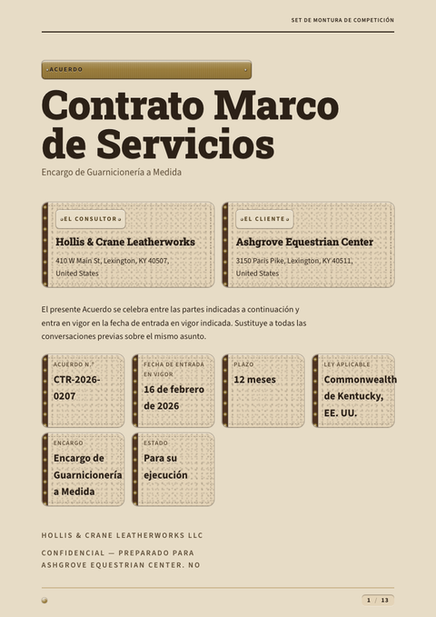 A finished contract rendered in a morfismo look