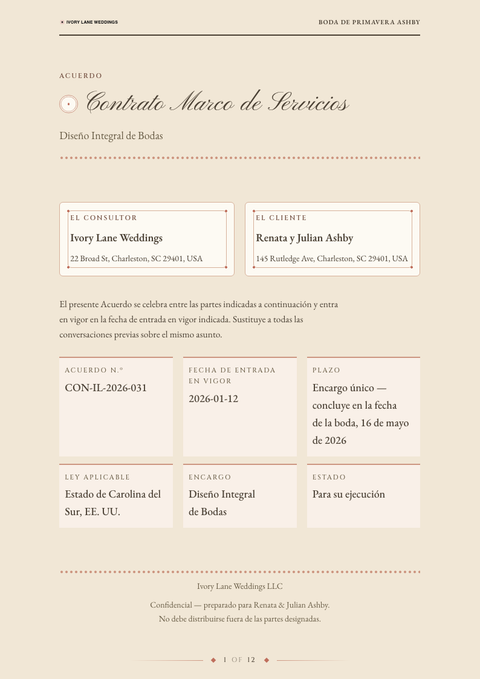 A finished contract rendered in a otros look