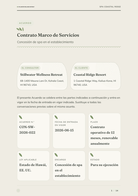 A finished contract rendered in a estilo de vida look