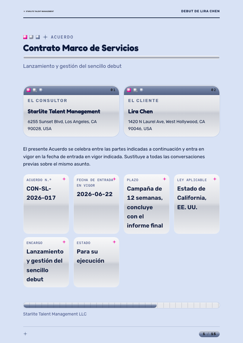 A finished contract rendered in a retro look