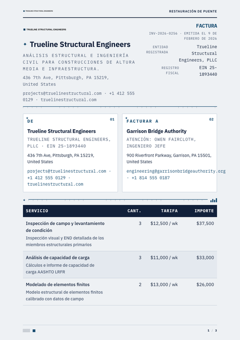 A finished invoice rendered in a técnico look