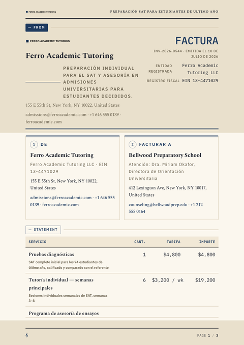 A finished invoice rendered in a otros look