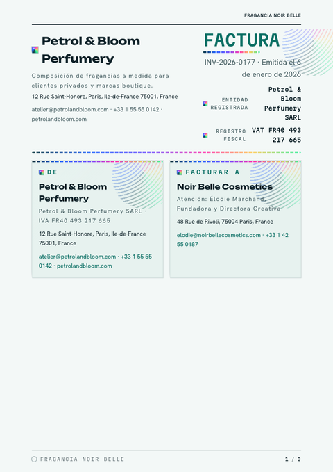 A finished invoice rendered in a degradado look