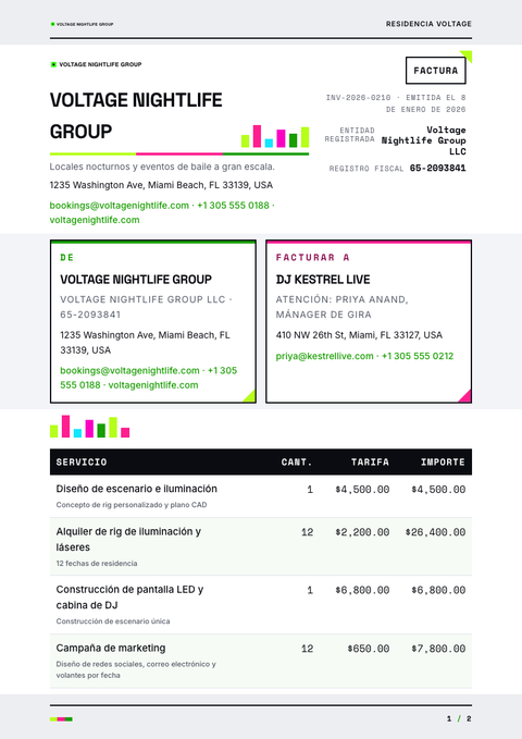 A finished invoice rendered in a color look