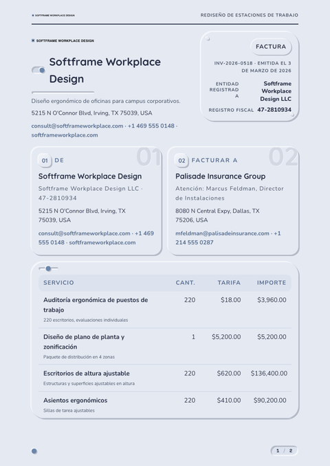 A finished invoice rendered in a morfismo look