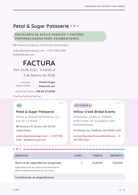 A finished invoice rendered in a color look