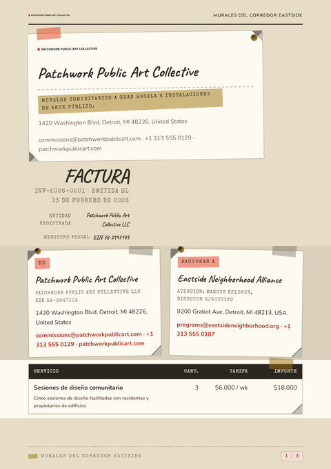 A finished invoice rendered in a foto look