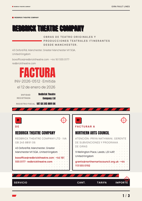 A finished invoice rendered in a impreso look