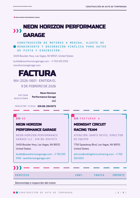 A finished invoice rendered in a retro look