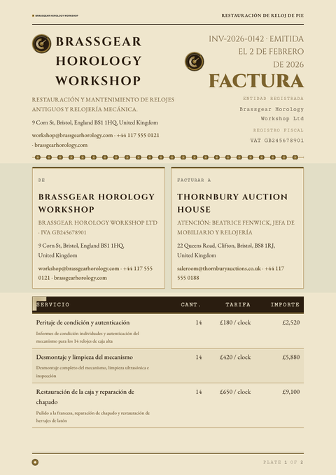 A finished invoice rendered in a oscuro look