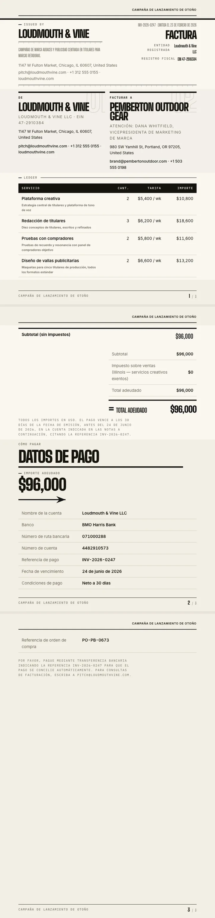 Tipografía grande — ejemplo completo generado por Waxe