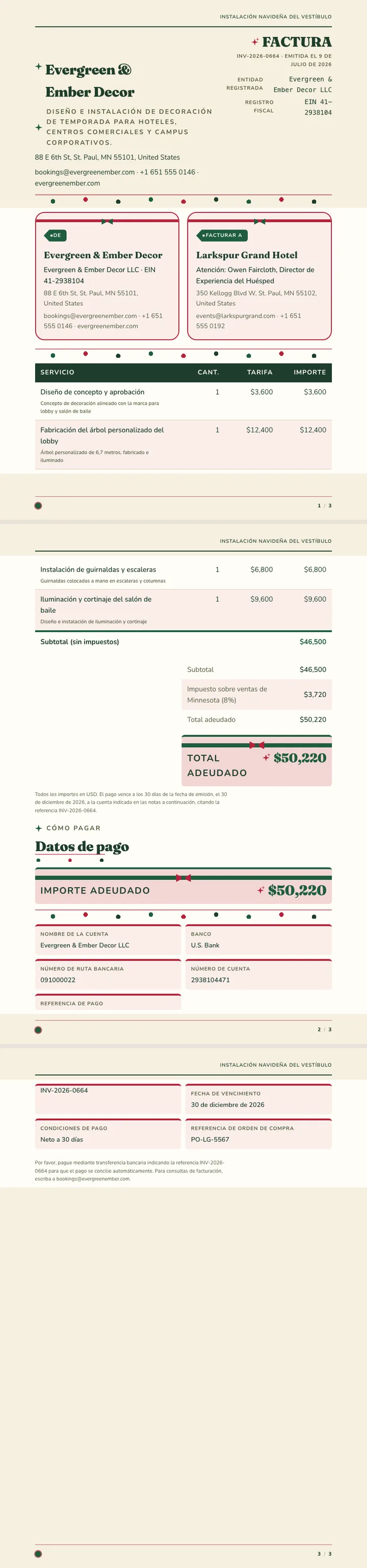 Festivo / Navideño — ejemplo completo generado por Waxe