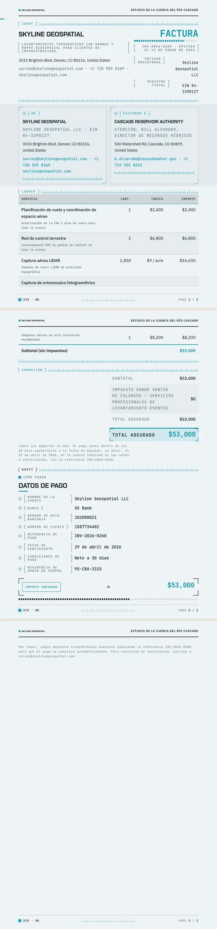 HUD / Panel de control — ejemplo completo generado por Waxe